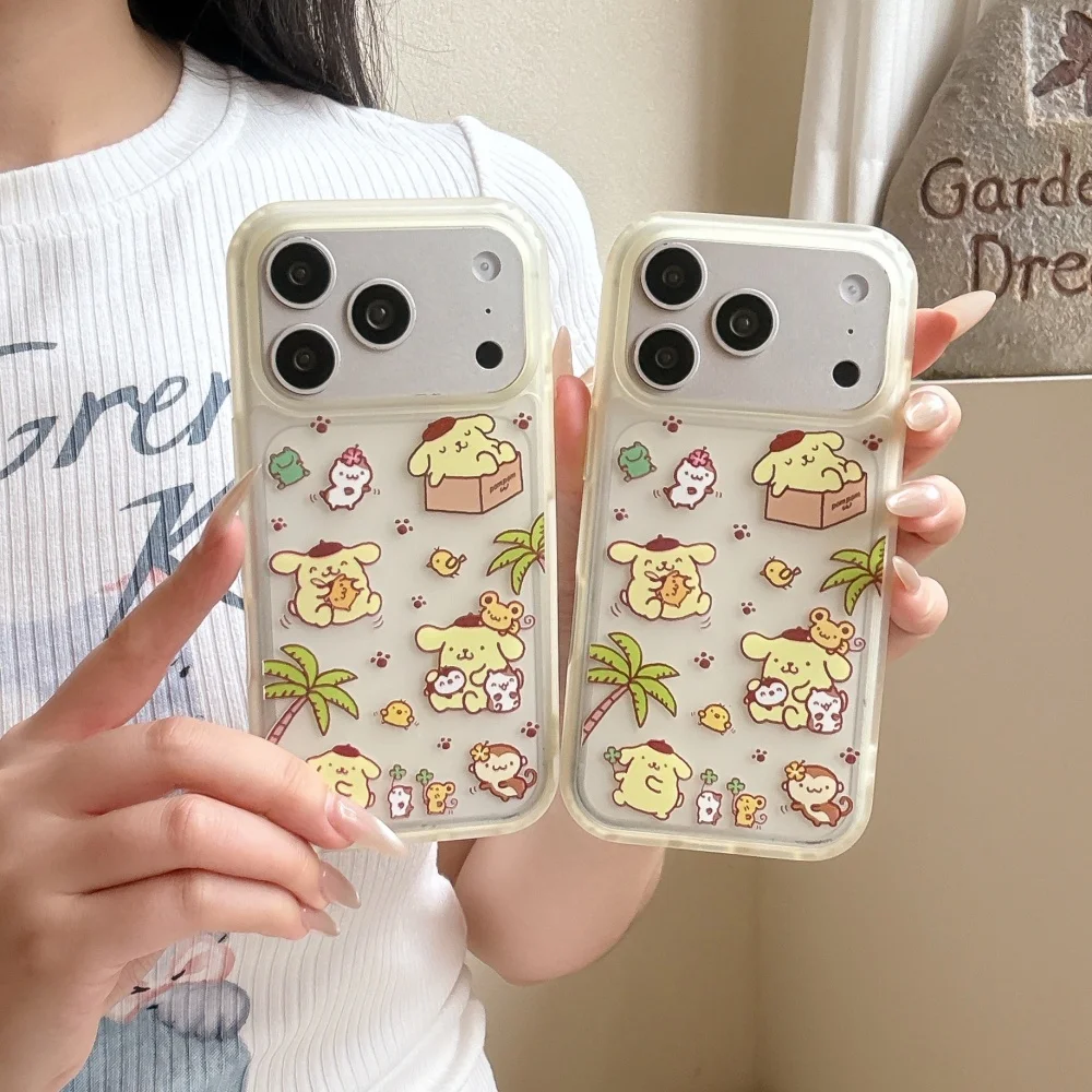 Niedliche Transparente Gelbe Pudding-Hunde Handyhülle für iPhone 17 Pro Max 17 Pro 16 15 Pro Max Luxuriöse Hochwertige Schutzhülle