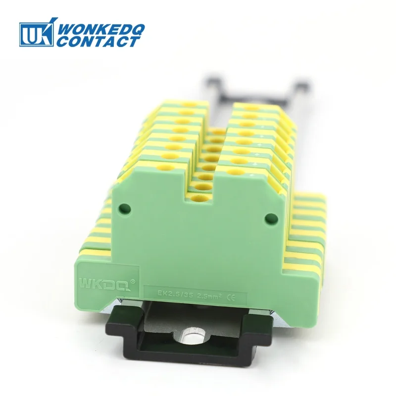 50Pcs EK 2.5/35 Ground Protective Din Terminal Block SAK 2.5 mm² Screw Connection Terminals Wire Electric Connector EK2.5/35