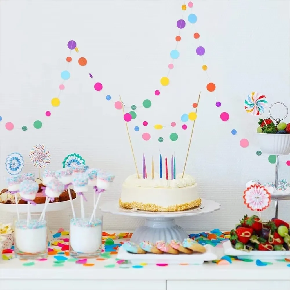 New Paper Circle Garland Banner Round Dots Colorful Colorful Dot Garland Hanging Party Garland Wedding Decorations