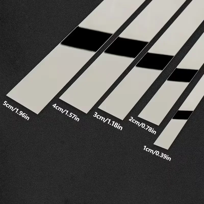 1PC 2.44m/96.06inch Silver Stainless Steel Multi-Functional Decorative Strip, Self-Adhesive Pressure Strip, Shiny Mirror Materia