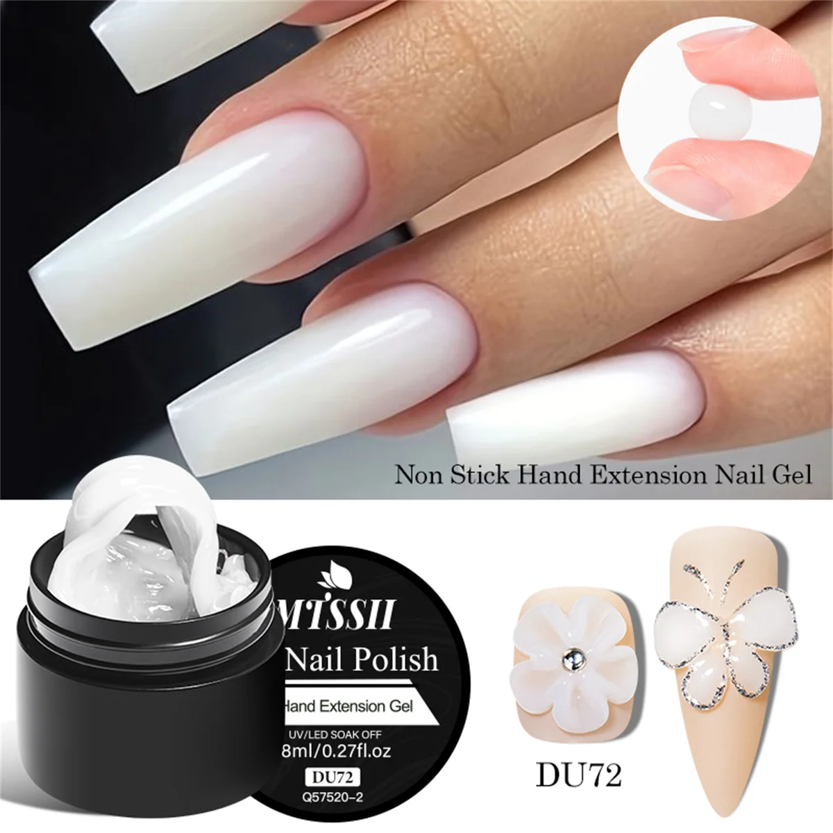 Clear Non-Stick Hand Extension Gel Nail Polish 3D Shaping/Sculpting/Carving UV/LED Gel Milky Jelly Hard Gel Manicure DIY Nails 썸네일 6