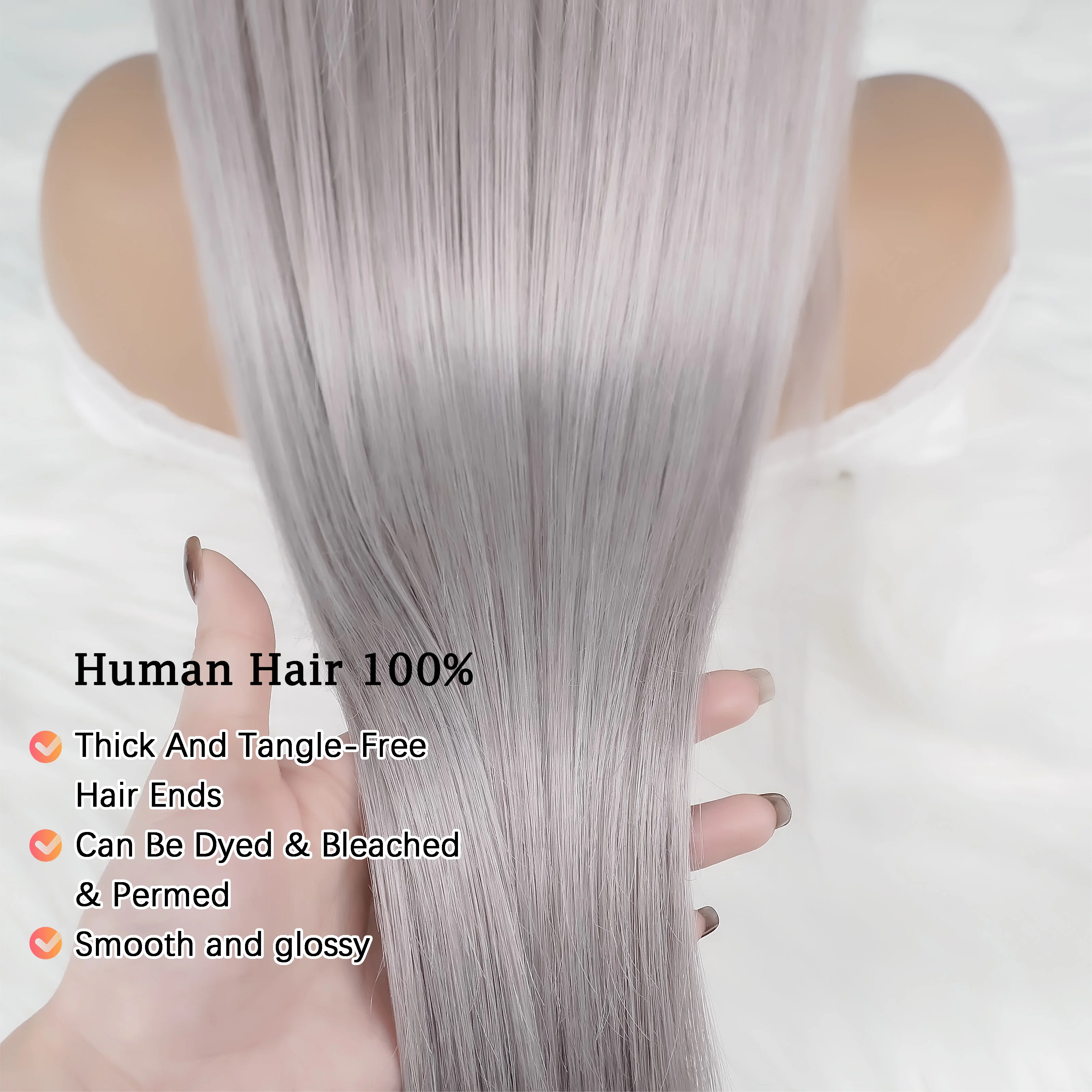 فضي رمادي مستقيم خصلات الشعر المستعار الإنسان البرازيلي 13x6 الدانتيل الشفاف شعر مستعار أمامي 200 الكثافة رمادي اللون قبل قطعها للنساء