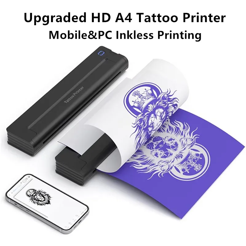 

A41 Wireless Bluetooth Thermal Tattoo Stencil Printer with 10 Transfer Papers Compatible with Android and iOS Phone/Tablet & PC