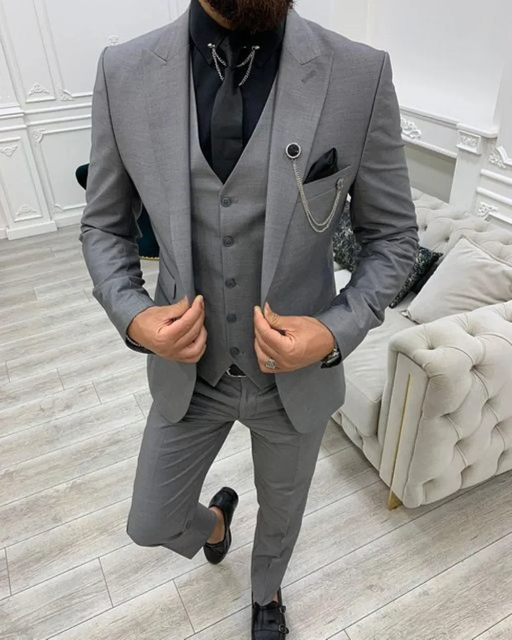 2024 grün Peak Revers Slim Fit Männer Anzüge 3 Stück Smoking Terno Masculino Blazer Sets Bräutigam Hochzeit Abschluss ball Kostüm Homme