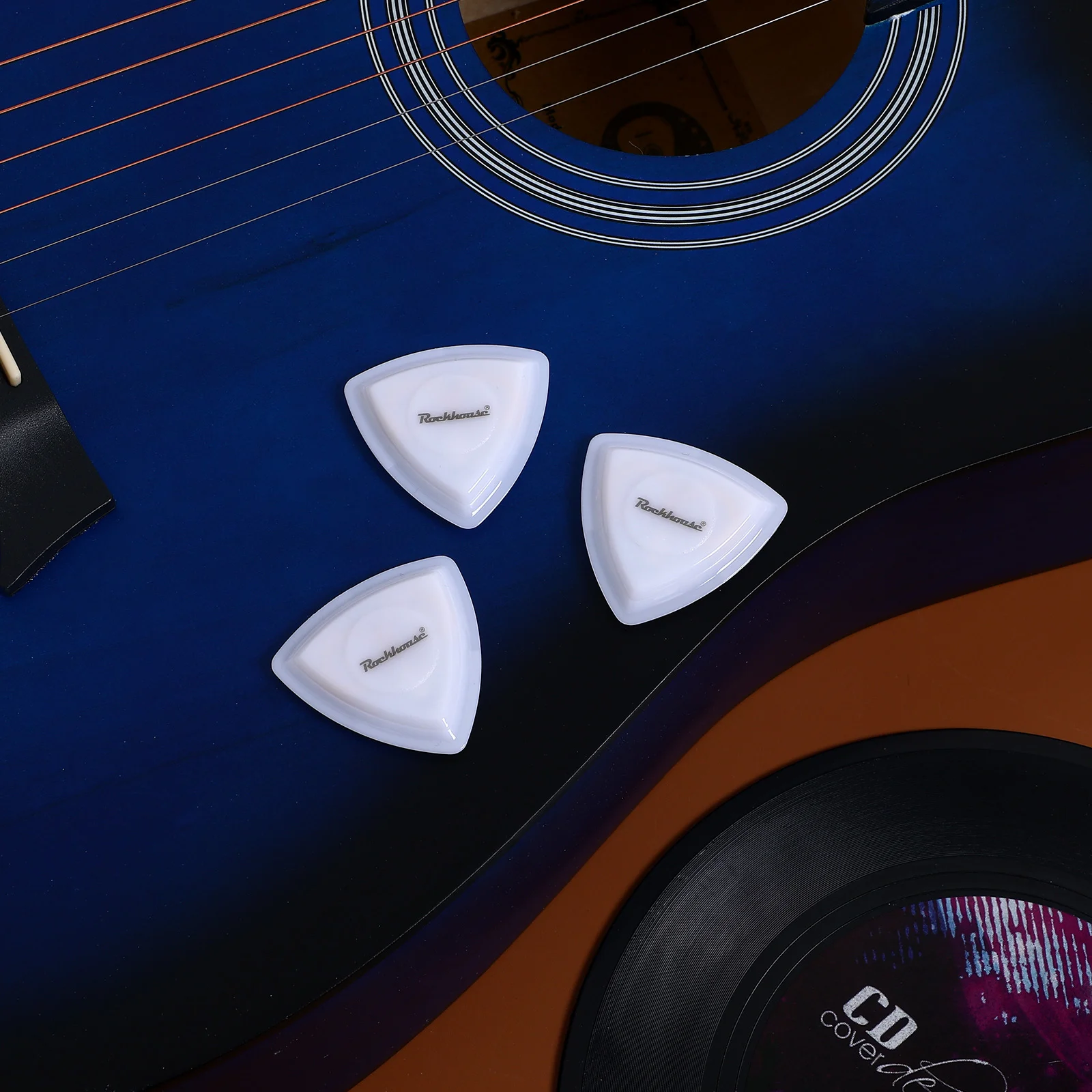 LED Picks กีตาร์ประกายเบสไฟฟ้า Plectrums Shine Light สีเขียว Abs Acoustic