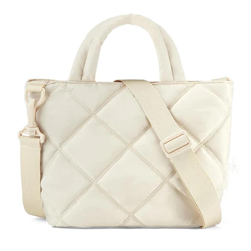 Designer Puffy Shoulder Bags Women Quilted Space Cotton Down Feather Padded Large Capacity Handbags Winter Shopping Tote Purse