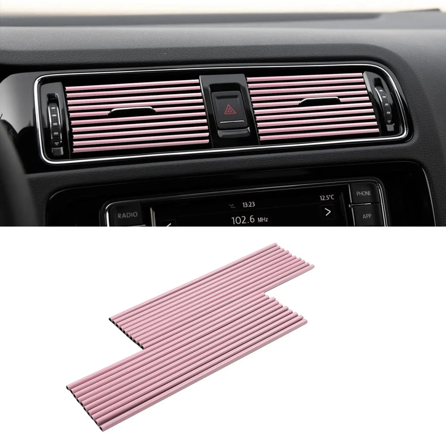 Car air vents decorative strip centre grille clip strip U-shaped electroplating bright strip air conditioning chrome colorful in