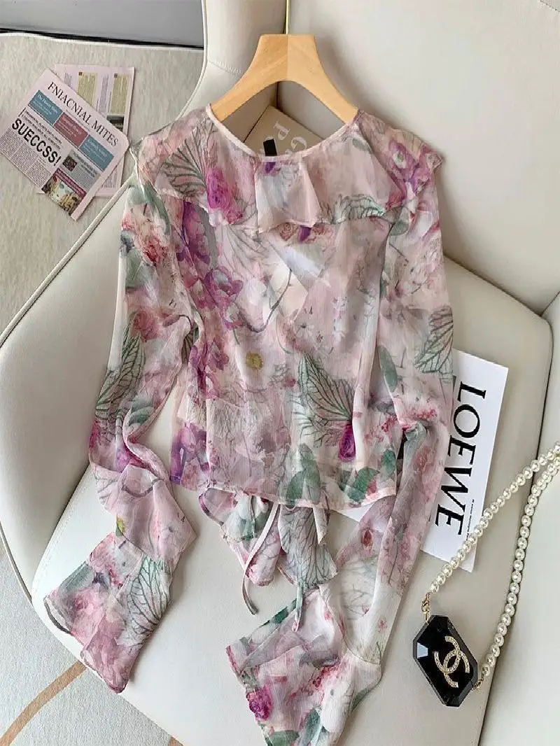 سترة كادين مزينة بالدانتيل على شكل حرف V طويلة Sve ort، تصميم صيفي جديد متعدد الاستخدامات، حماية منتفخة حلوة #2