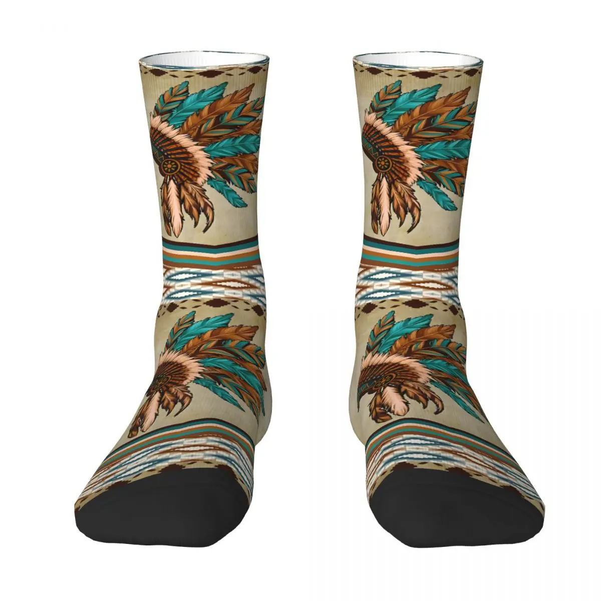 American Headdress Pattern Socks Gym 3D Print Boy Mid-calf Sock