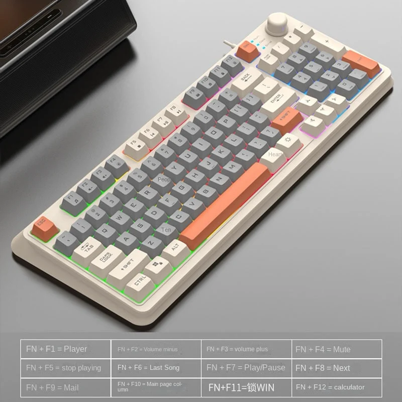 K820 USB Verdrahtete Tastaturen Maus Set Drei Farbige Leuchtende Gaming Tastatur 94 Tasten Spiel Desktop-Computer Zubehör