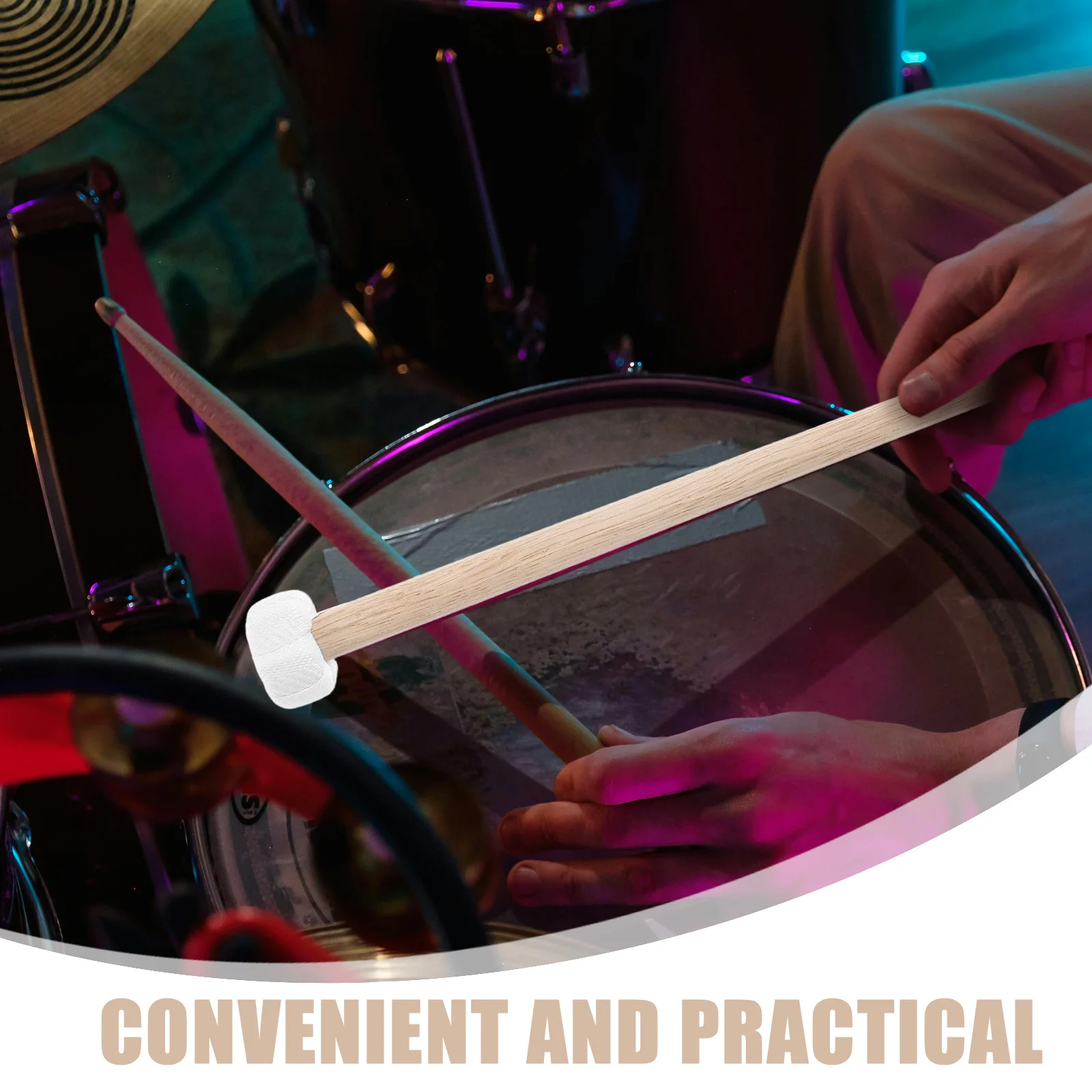 

2Pcs Gong Mallets Wooden Cotton Head Durable Percussion Instrument Hammer Gong Parts Accessories Mallets with Wood Handle