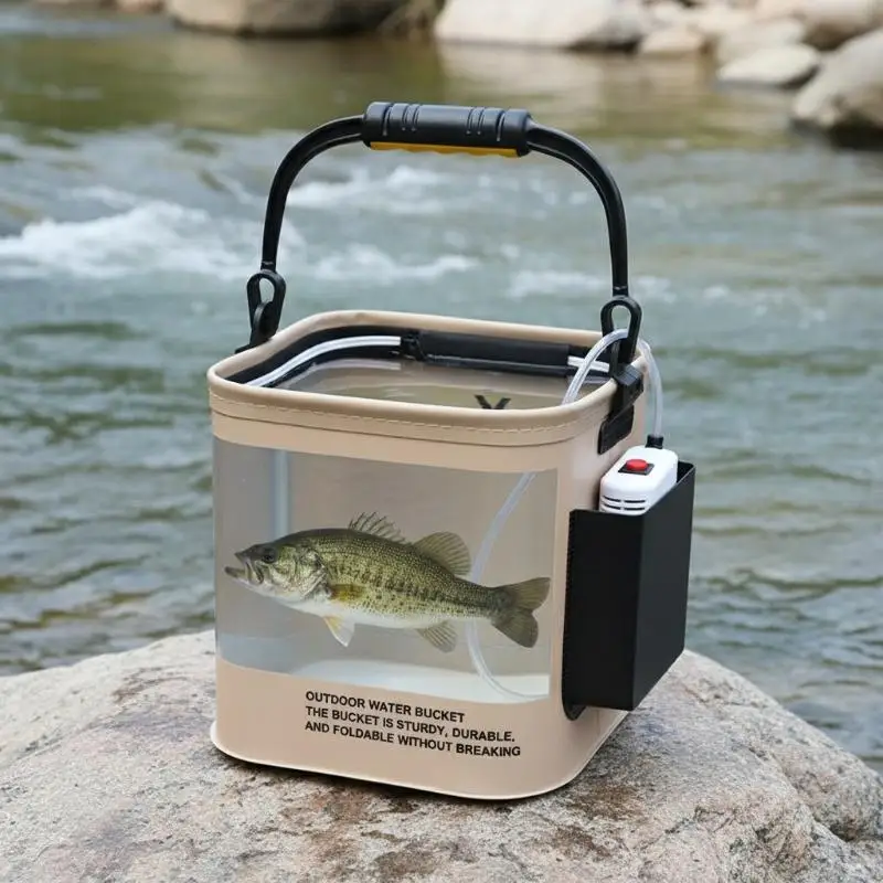 Fishing Bucket with Ergonomic Handle 8L 13L Water Storage for Easy Outdoor Carrying
