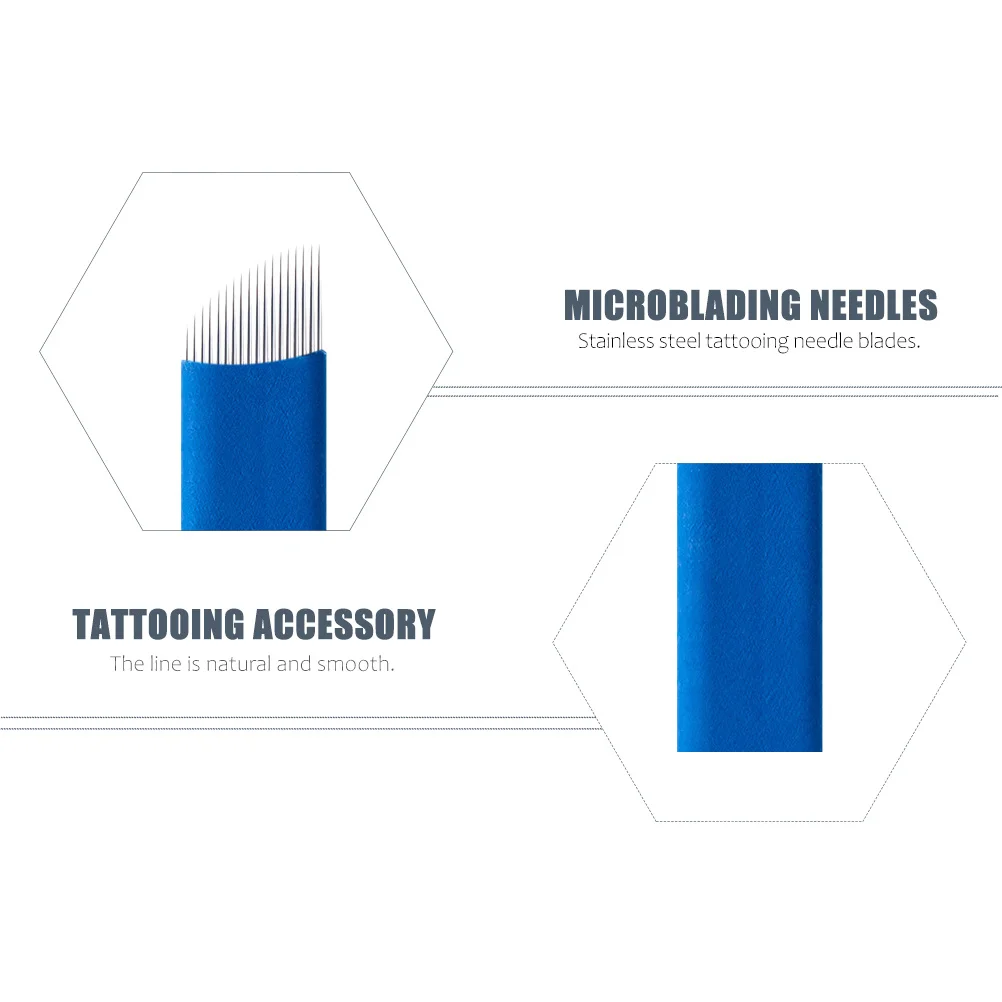 

30Pcs Stainless Steel Microblading Eyebrow Needles Stable Manual Makeup Portable Tattooing Supply Professional Blades