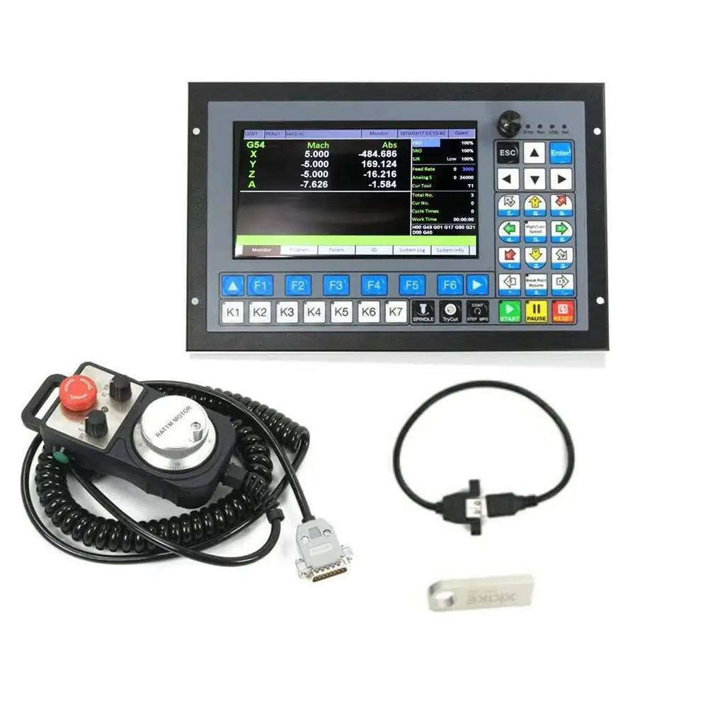 5 Axis CNC Controller System Offline Stand Alone Motion Control 1000KHz PLC Handwheel MPG ARM FPGA Design Linux Based Suitable