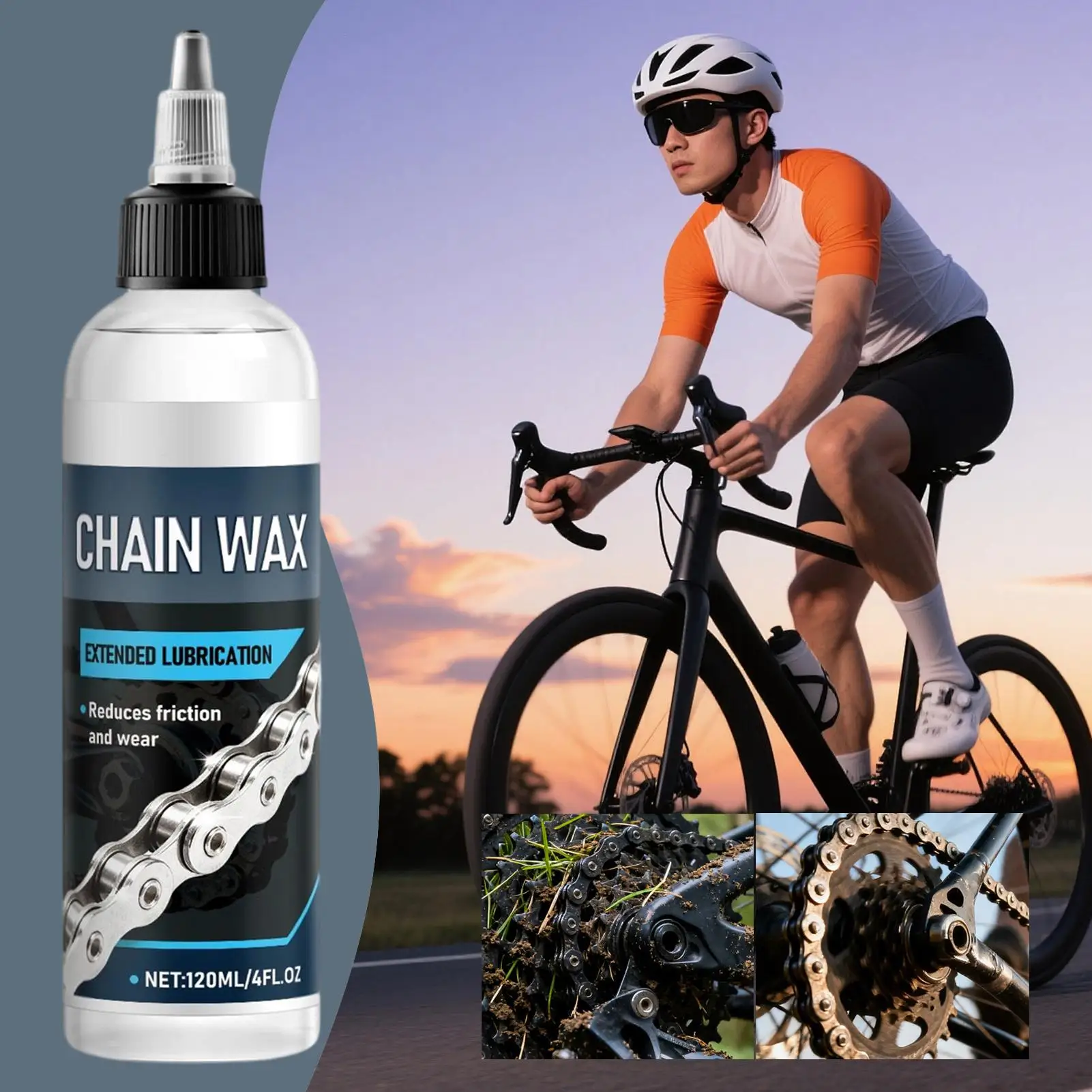 Óleo de Manutenção Ceroso para Corrente de Bicicleta 120ml, Óleo Ceroso Seco para Corrente e Engrenagens de Bicicleta, Lubrificante para Corrente, Garfo e Roda Livre, Acessórios para Bicicleta