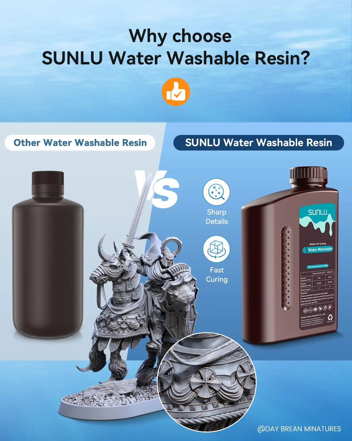 SUNLU 5KG  Standard / Water-Wash 3D Resin 405nm UV Resin For most SLA/DLP/LCD 3D Printer Material UV Sensitive 1kg