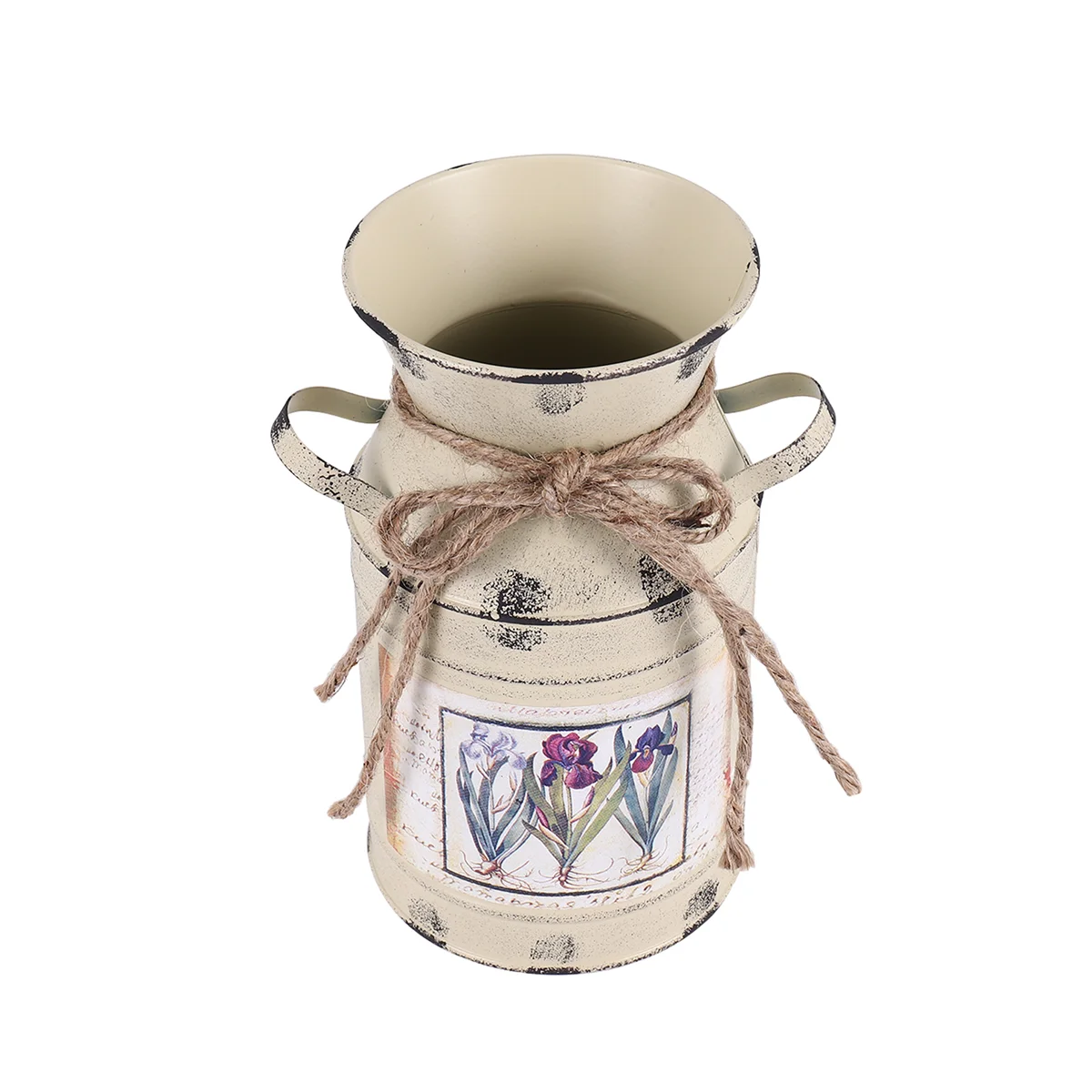 ترتيب هدايا طاولة رث نوعية ديكور منزلي حرفي أواني عتيقة دلو حديد مزهرية زهور الزفاف على الطراز الريفي - بيج