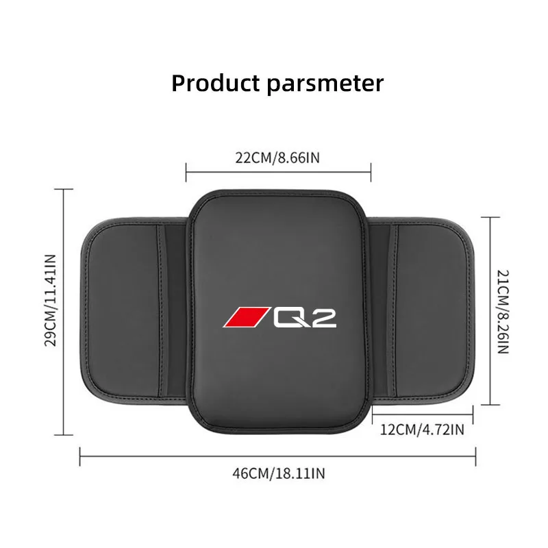 Car Armrest Box Mat Protective Cushion With Storage Pocket For Audi A1 A3 A4 A5 A6 A7 A8 Q1 Q2 Q3 Q4 Q5 Q6 Q7 Q8 TT B8 B9 B6 C7 view 2