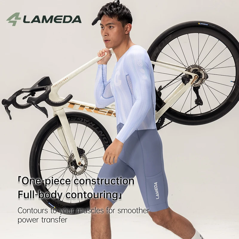 LAMEDA NEW Men Summer Long Sleeve Jumpsuit Cycling Suit with Pad Quick Dry High Elastic Breathable Professional Bike Onesie Mesh - view 5