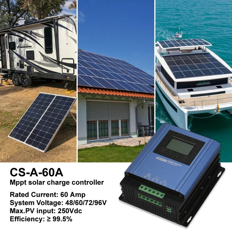 60A 100A 200A High Efficiency Intelligent MPPT Solar Power Solar Control 96V 24V Solar Charge Controller