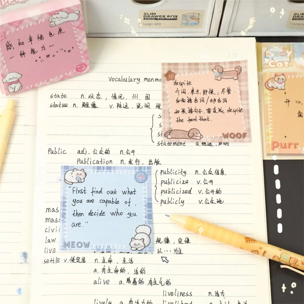 60 fogli Kawaii Cartoon Animal Sticky Note Cute Post Memo Pad Studente Scuola Ufficio Cancelleria Fai da te Decorare Messaggio Note Libro