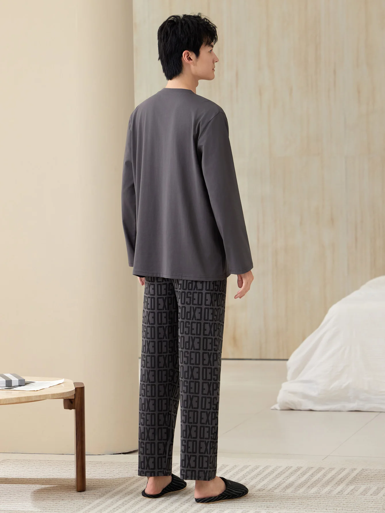 Męska piżama z długim rękawem, wykonana w 100% z bawełny, na cztery pory roku, w dużych rozmiarach, młodzieżowy komplet domowy z czystej bawełny zapewniający ciepło.