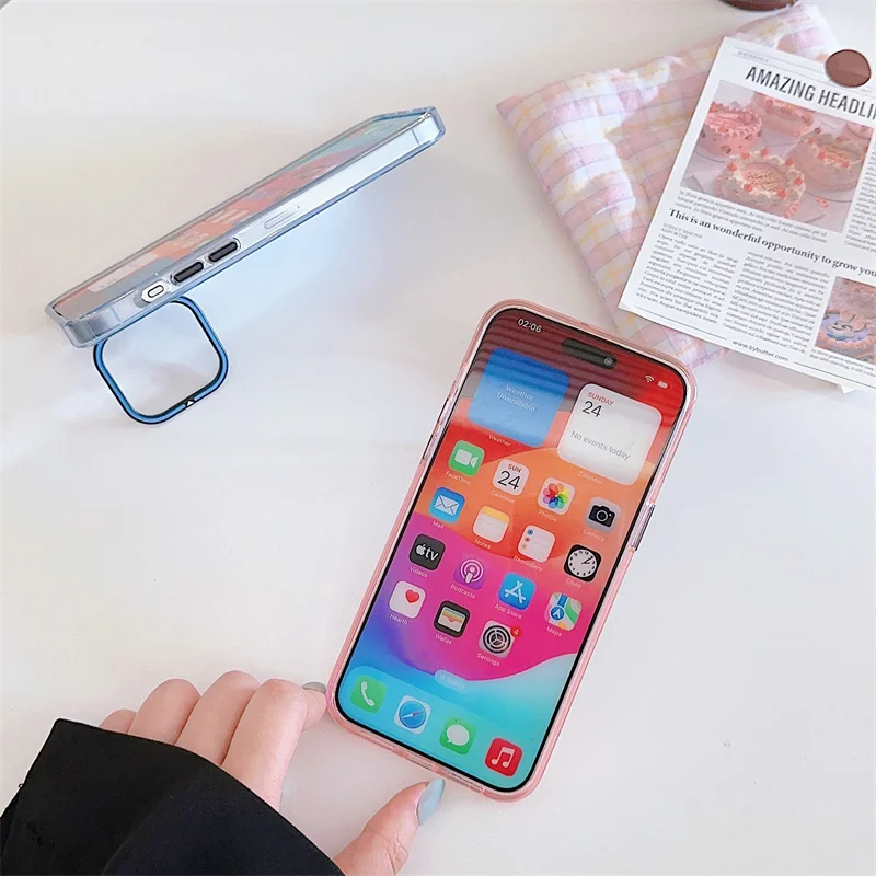 디즈니 귀여운 핑크 만화 재미있는 덤보 코끼리 전화 케이스, 아이폰 13 14 15 프로 맥스 렌즈 보호 접이식 스텔스 브래킷 커버