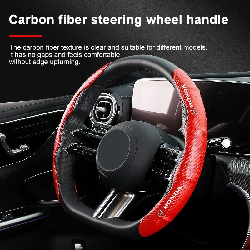 

new Car Carbon Fiber Non-slip Steering Wheel Cover For Honda Mugen Power TypeR Jazz City Civic Inspire Accord FIT HRV CRV Jade