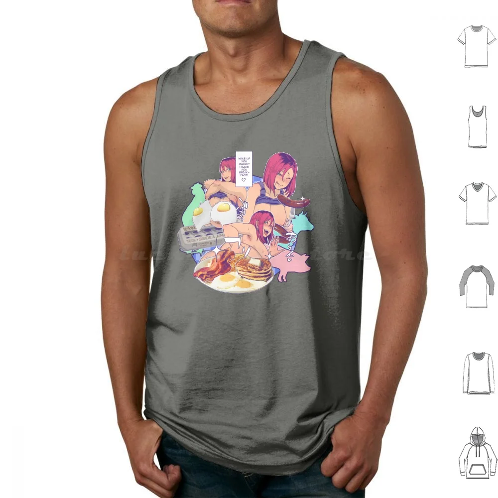 Special Breakfast Tank Tops Vest Sleeveless Hentai Manga Doujin Doujinshi Lewd Oppai Waifu Sexy Boobs Venombeasticorn