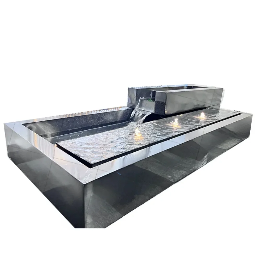 

Stainless steel fountain water pool landscape modern simple ornaments