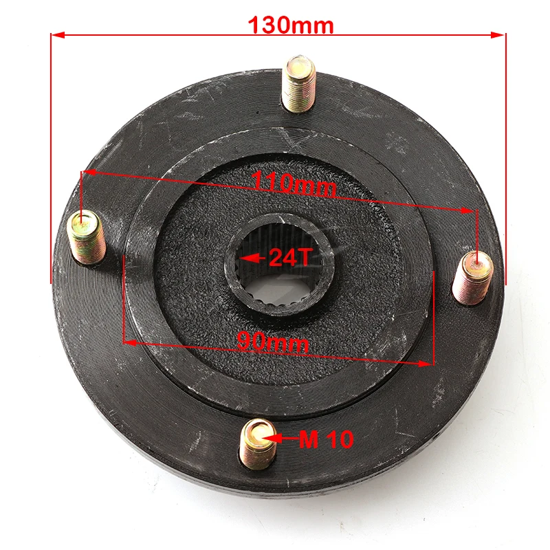 

24T Teeth 110mm*4 STUD M10 Rear Wheel Hub Fit for ATV 110cc 125cc 150cc Electric Go Kart Golf Cart Buggy Quad Bike Parts