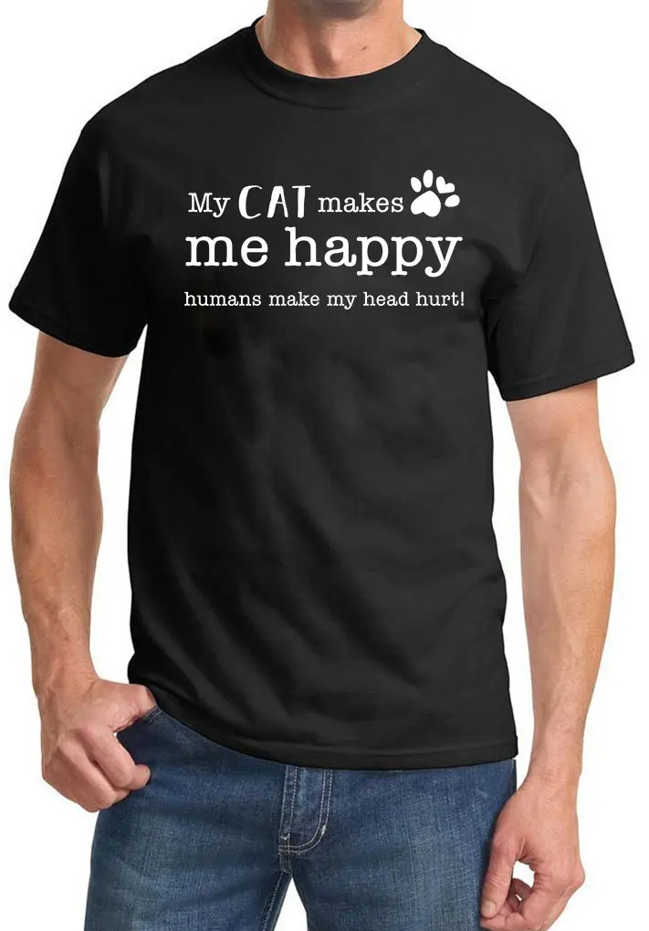 My Cat Makes Me Happy Feline Animal Pet Classic Design T ShirT