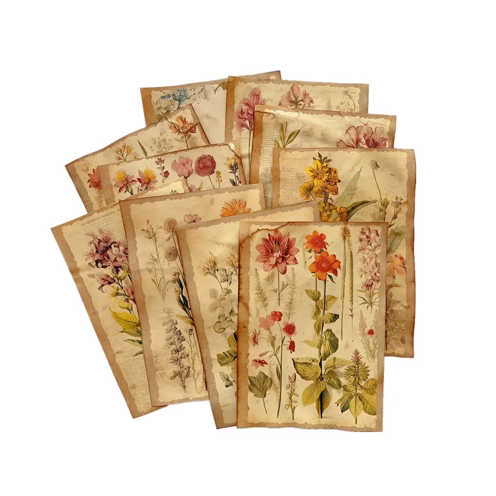 أوراق الصباغة اليدوية غير المرغوب فيها مجلة خمر كتالوج النبات الزخرفية وصمة عار الزهور المواد داخل الصفحة ورق خلفية