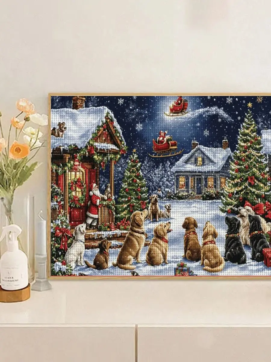 1 Stück 30X40CM/11.8*15.74 Zoll Weihnachts-Stempel-Kreuzstich-Set DIY-Set 11CT/14CT DIY-Stickset DIY-Kreuzstich-Set – Detail 1