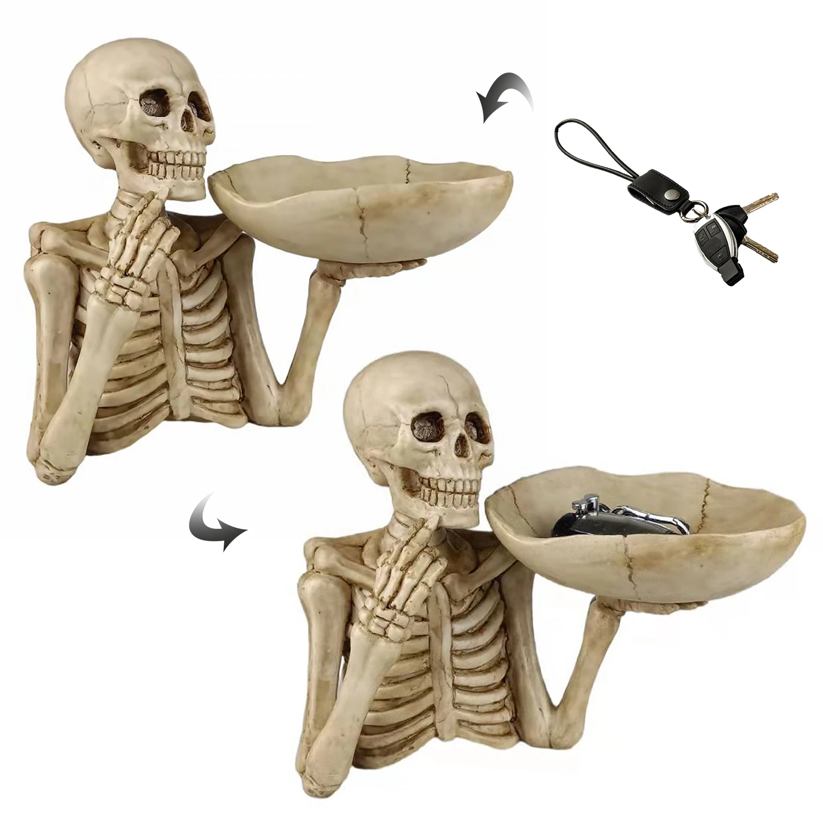 وعاء حلوى الهيكل العظمي للهالوين، صينية تخزين للوجبات الخفيفة من الراتنج، وعاء عرض الطعام للمنزل، صينية بار الحفلات على الطاولة