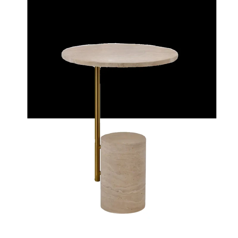 Nordic natural travertine side table, wabi-sabi style, bedroom bedside table, creative home sofa corner table
