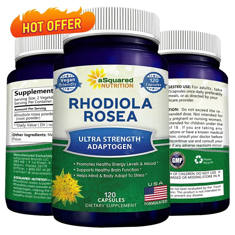 Rhodiola Rosea and Black Pepper Supplement - Helps relieve stress, enhance mood, focus and energy