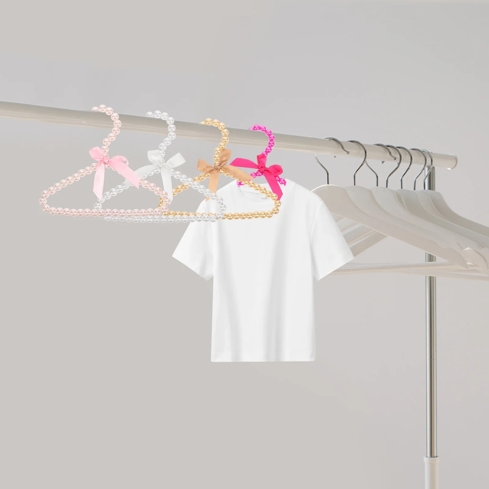 4 pezzi grucce per vestiti per animali domestici perla decorativa materiale durevole accessori per cani e gatti stendino organizer portatile per armadio per bambini