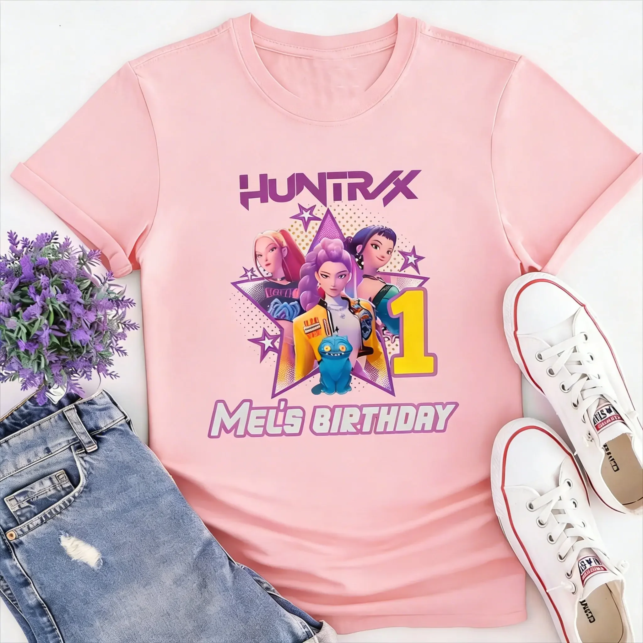 

Новая летняя футболка Kpop Demon Hunters с номером для детей, 2026, в стиле Y2K, с коротким рукавом, для дня рождения, одежда для родителей и детей