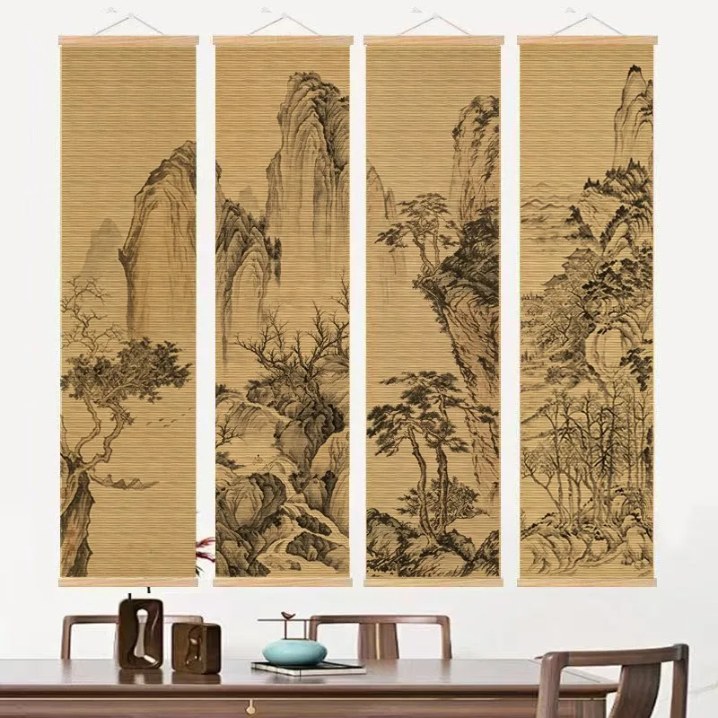 Home Decor Items Wabi Sabi Wall Art Zen Minimalism Bamboo Scroll Print Asian Zen Decor For Meditation Room Yoga Studio teahouse