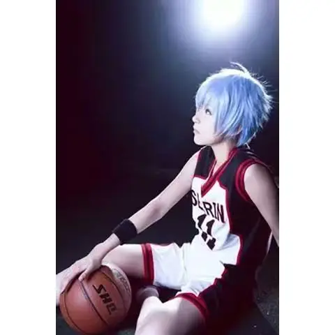 黒子テツヤ ブルーコスプレウィッグ ショートアニメヘア 男性用 黒子のバスケ ハロウィンコスチュームアクセサリー