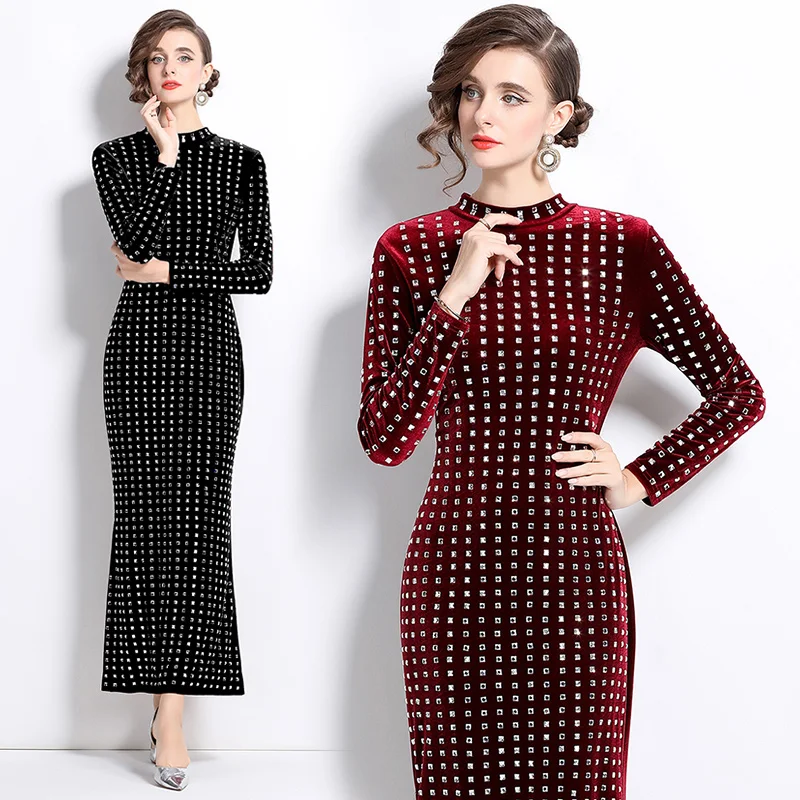 

Новое бархатное сверкающее и длинное вечернее платье Heavy Industry Hot Diamond RY 87750105