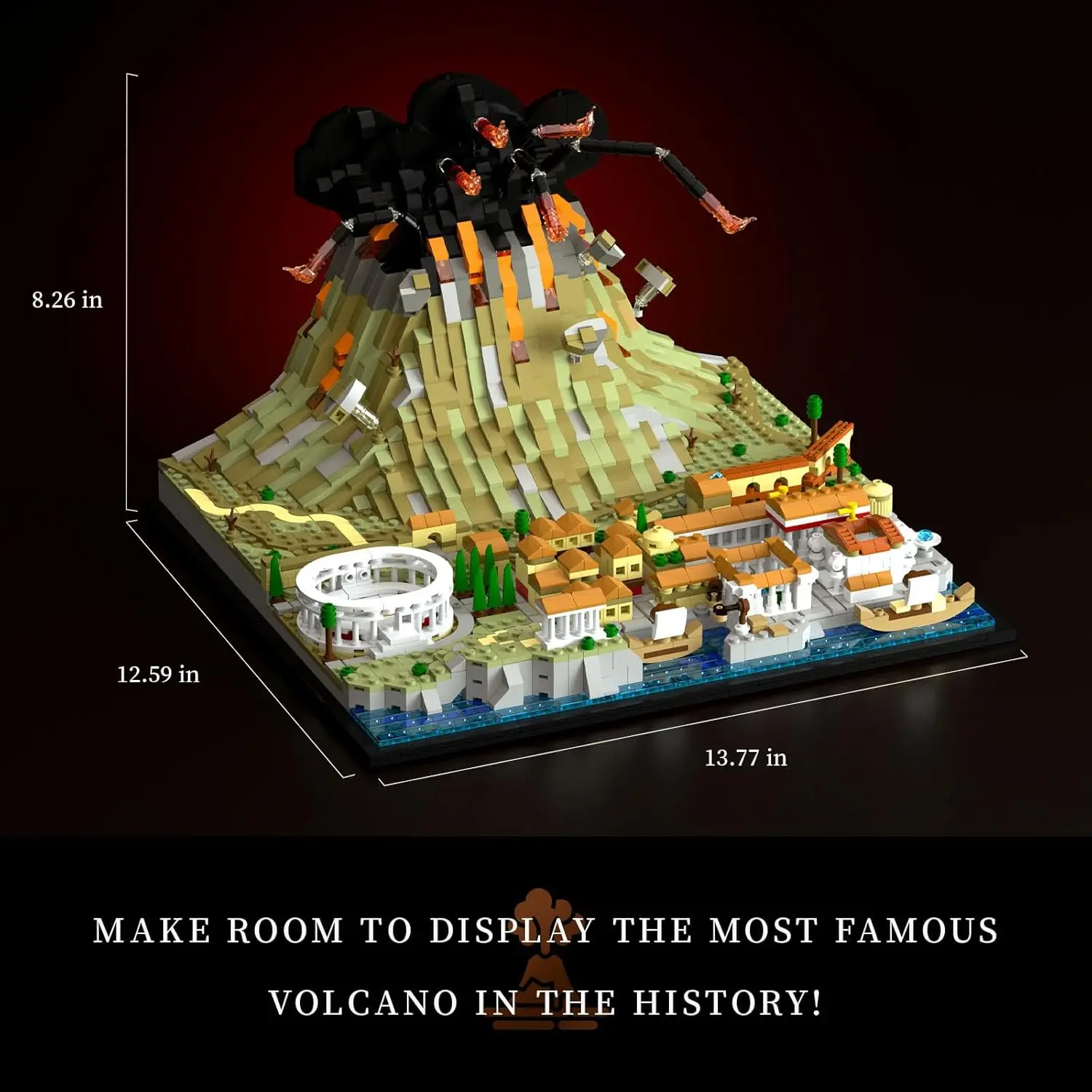 Architektura Starożytna Miasto Pompeje Zestaw do budowania; Wyspa Wesejowska Kolekcjonerski Zestaw Ekspozycyjny 2539 Elementów dla Dorosłych i Nastolatków; Comp