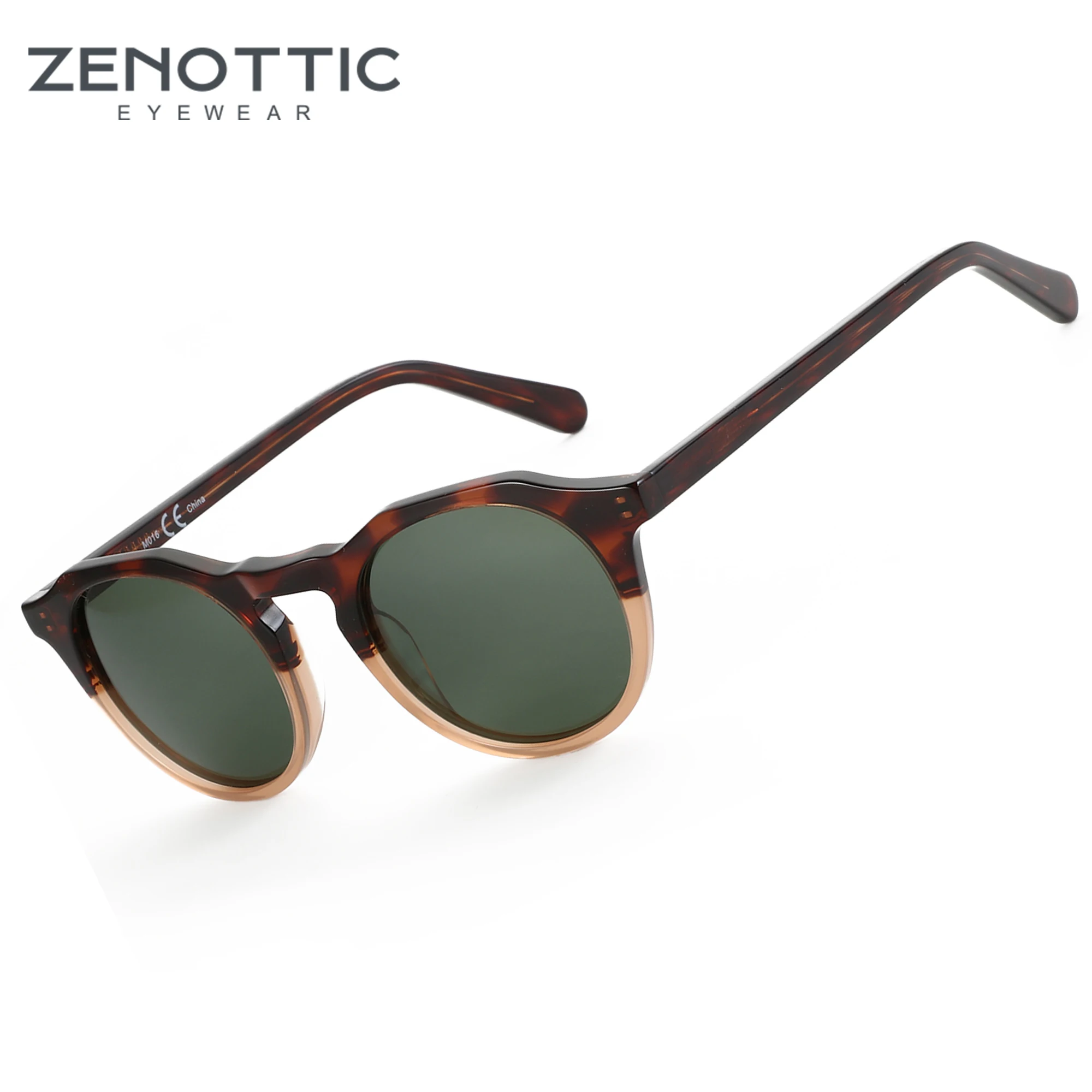 ZENOTTIC 2024 Fashion Acetate Polarized Sunglasses Round Vintage  Shade UV400 New Men/Women Retro Sun Glasses 600001S