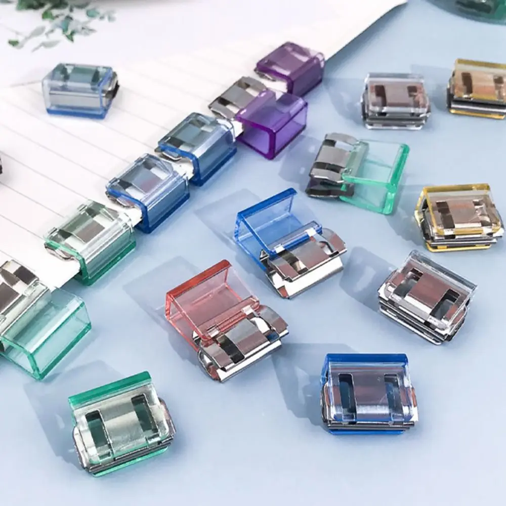 New Morandi Color Letter Paper Clip Transparent Multi-function Test Paper File Folder Plastic Corner Clip Student Stationery