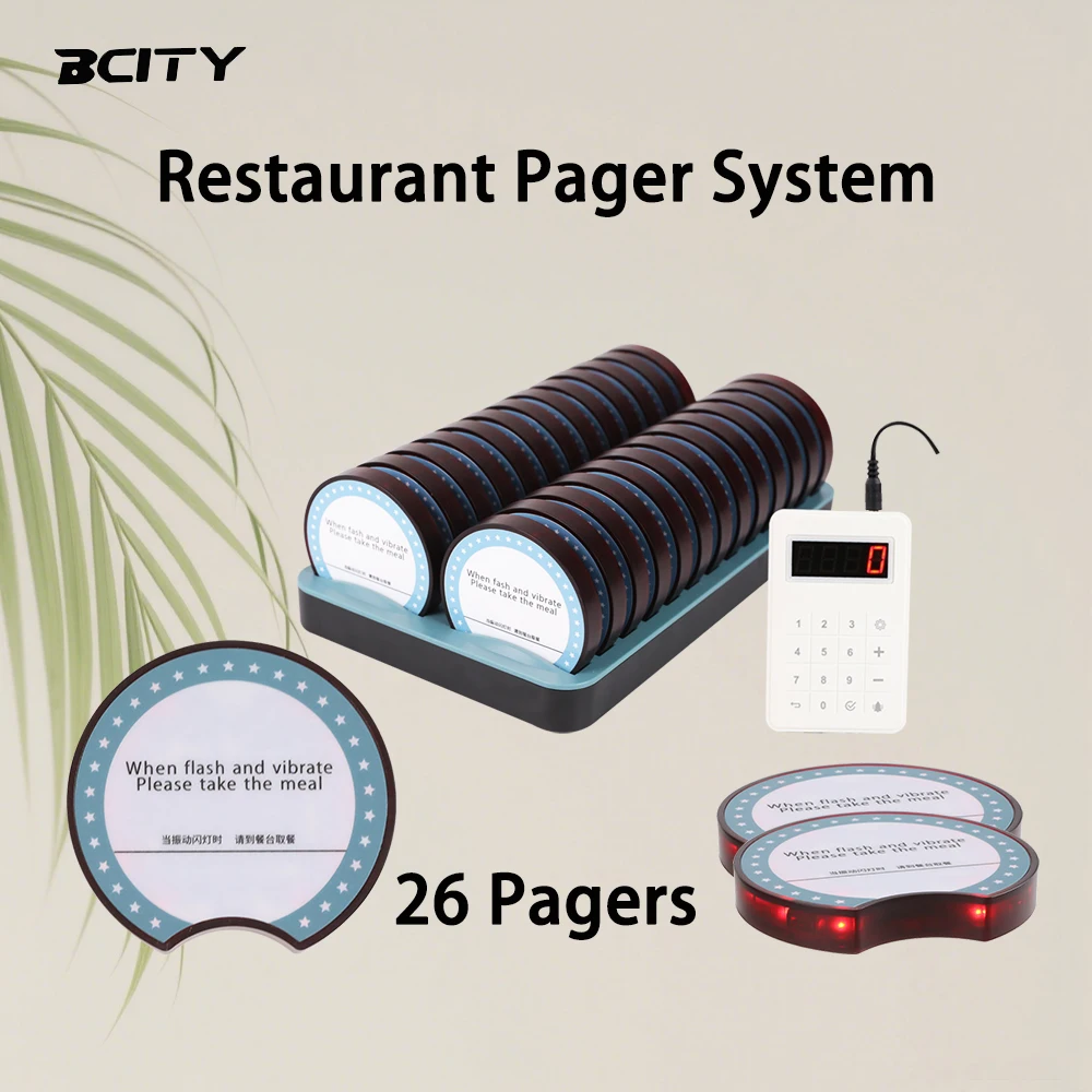 BCITY 【Core Tool for Restaurant Ops】Wireless Food Paging Kit with 26 Receivers to Elevate Service Quality