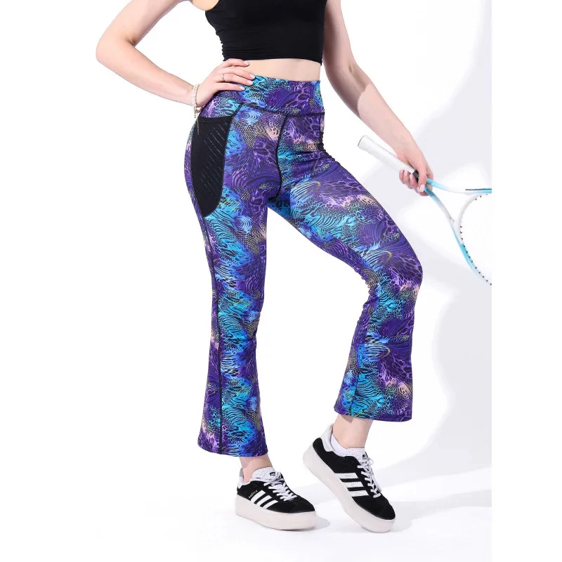 

High-Waist Yoga Pants Women's Tight-Fit Fashionable Wide-Leg Pants Can Be Worn outside Polyester Fabric Comfortable Casual