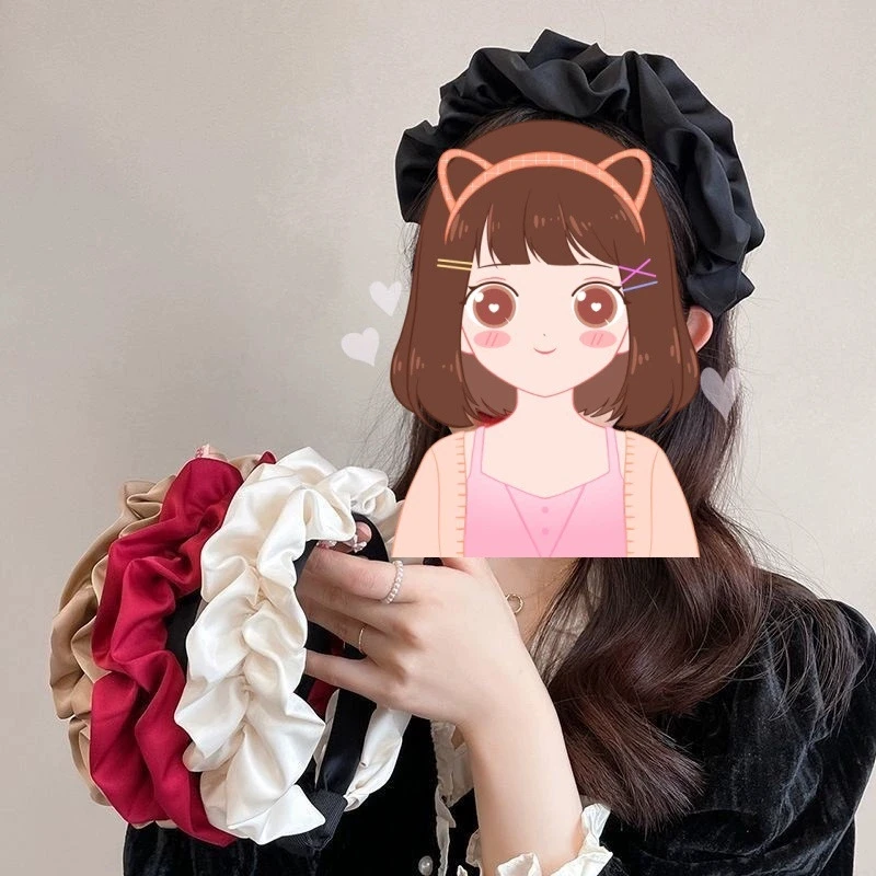 

Simple Solid Color Satin Hairbands For Women Flower Hair Bands Headdress Hairband Fashion Girl Hair Accessories Hair Tie