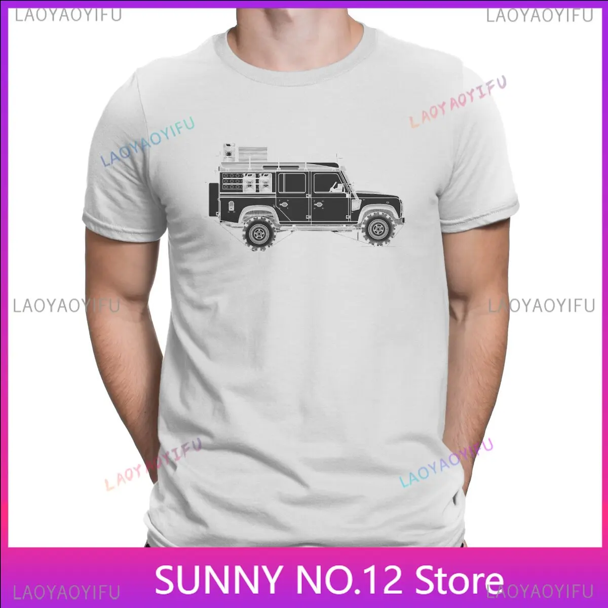 Men\'s T-Shirt Defender 110 rough Blueprint Fashion Customized Tee Shirt Short Sleeve Land Rover SUV T Shirt O Neck Tops Printing