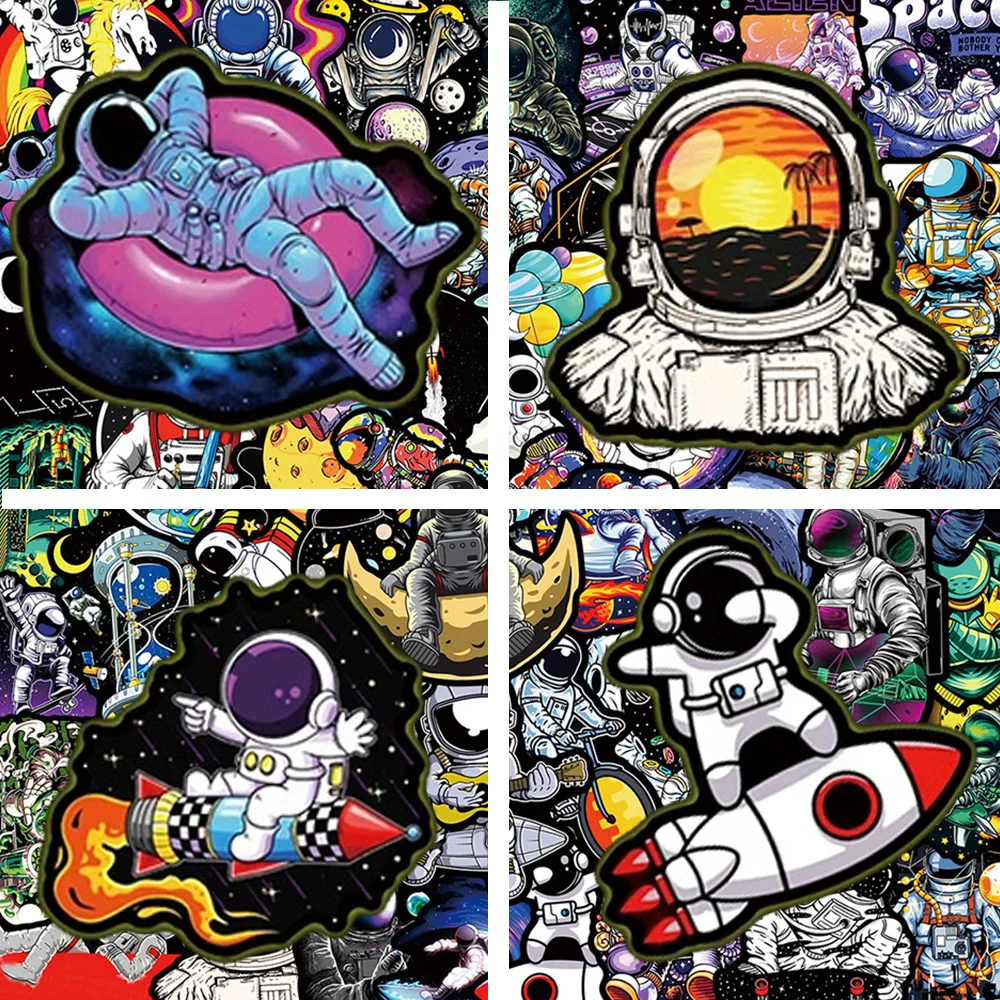 

10/30/50pcs Cool Outer Space Astronaut Graffiti Stickers Waterproof DIY Notebook Scrapbook Luggage Funny Decoration Sticker Pack